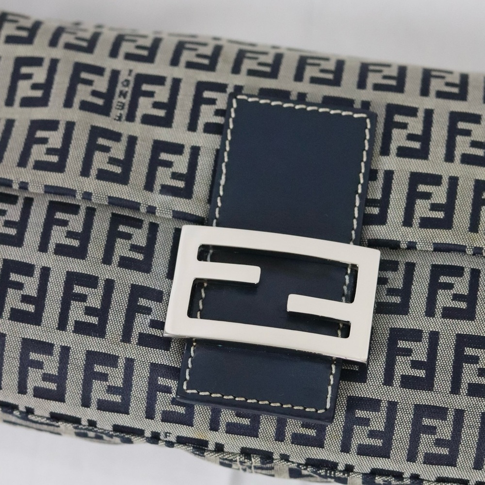 FENDI‎ ZUCCHINO BAGUETTE NAVY VINTAGE - Picture 5 of 11